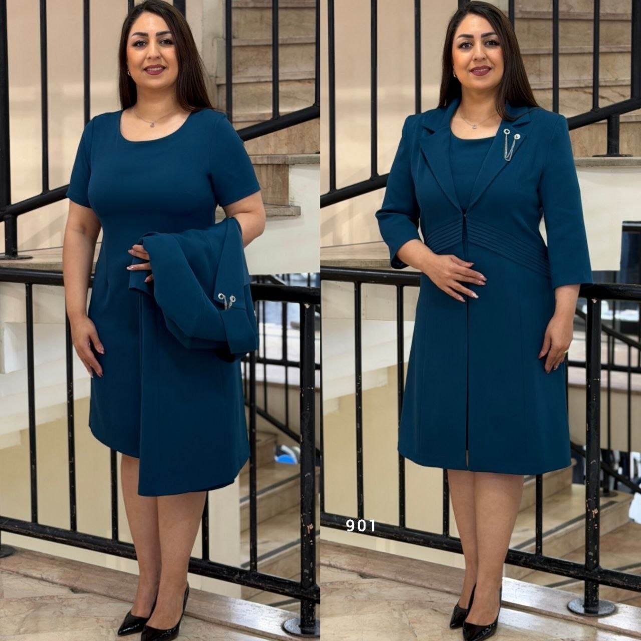 Brooch Detail Flared Midi Dress