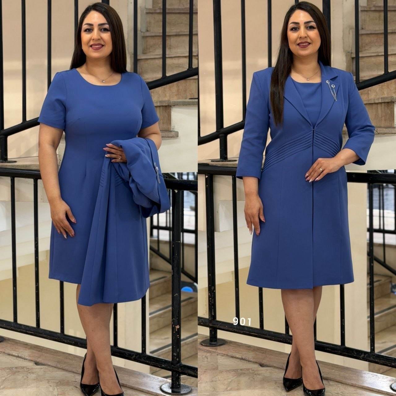 Brooch Detail Long Sleeve Midi Dress