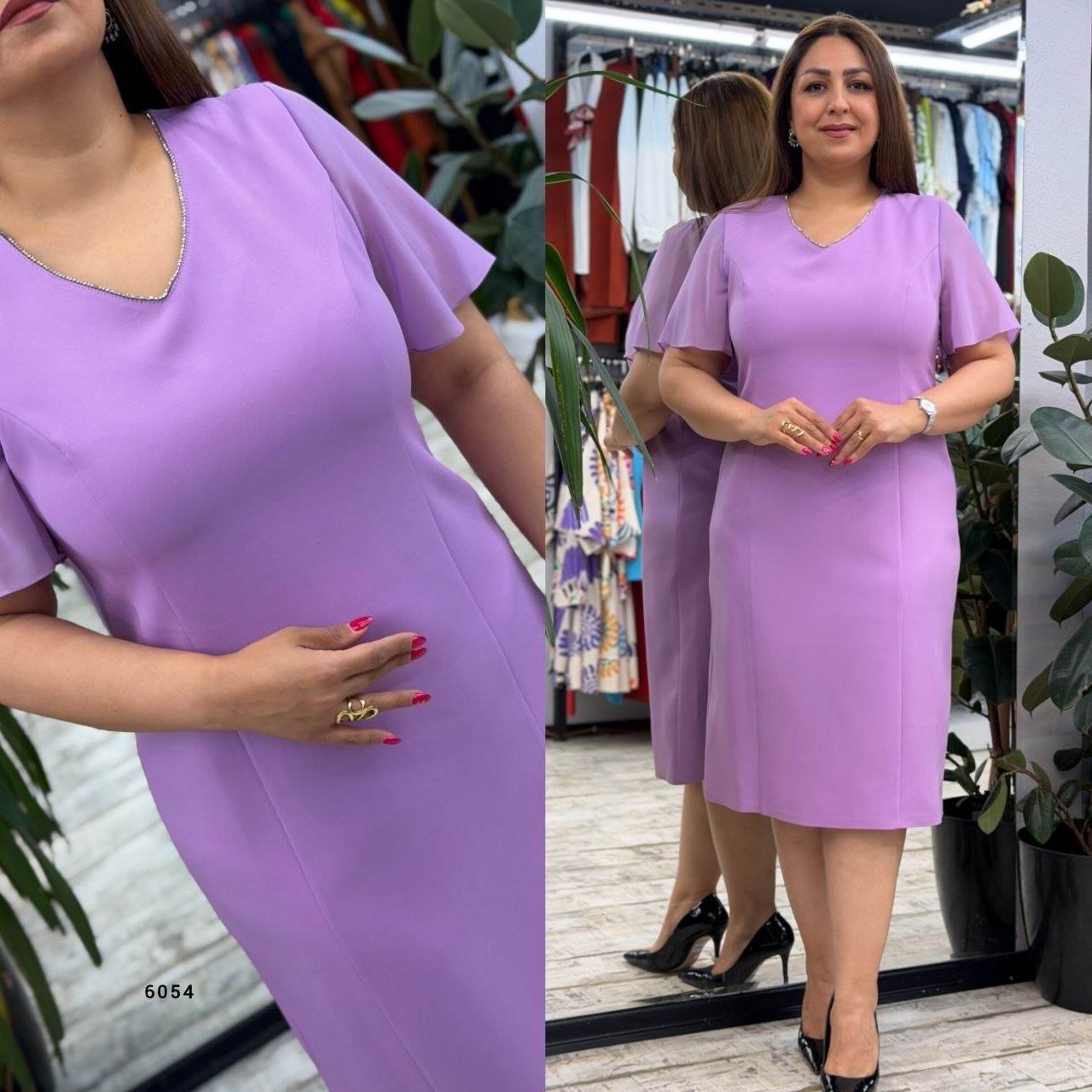 Elegant U-Neck Short Sleeve Dress