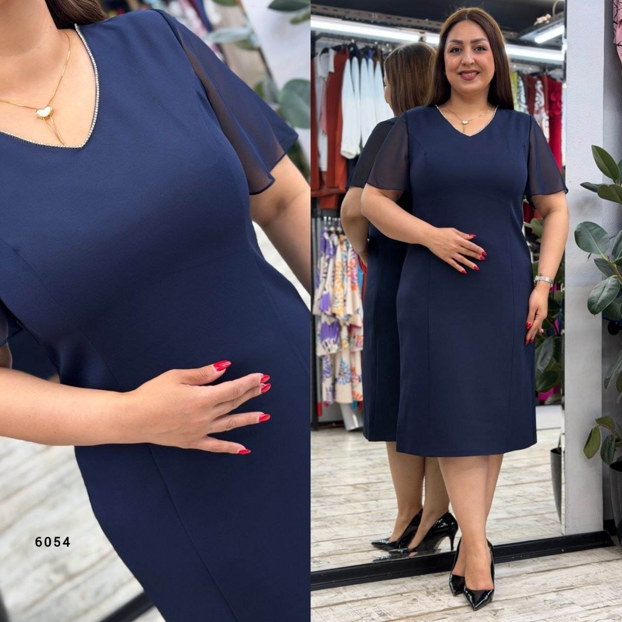 Elegant U-Neck Short Sleeve Dress